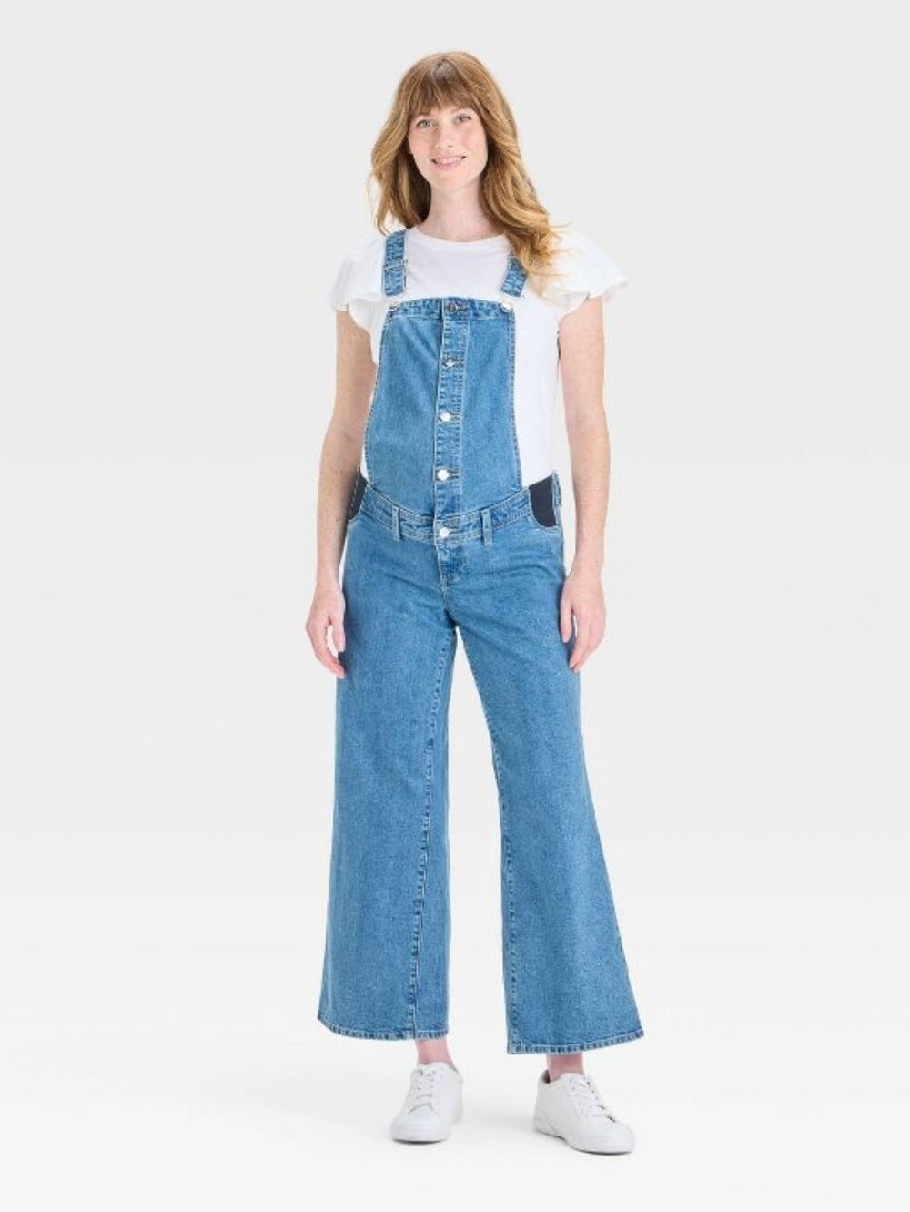 Isabel Maternity by Ingrid & Isabel Sailor Maternity Wide Leg Denim Overalls